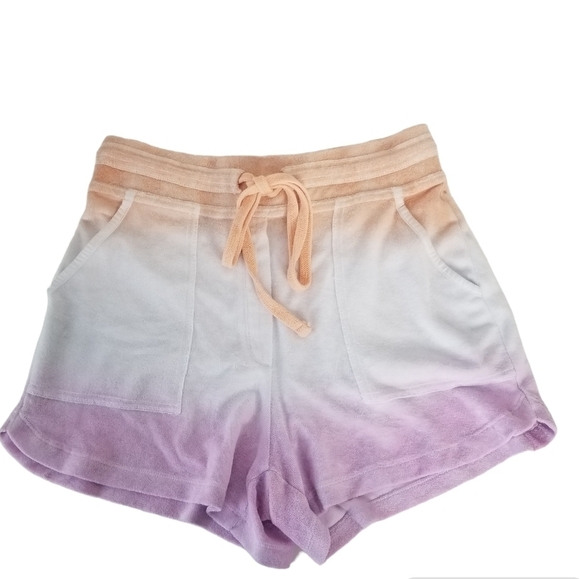 Saturday Sunday by Anthropologie Ombre Terry Cloth Drawstring Lounge Shorts XS - Picture 1 of 13